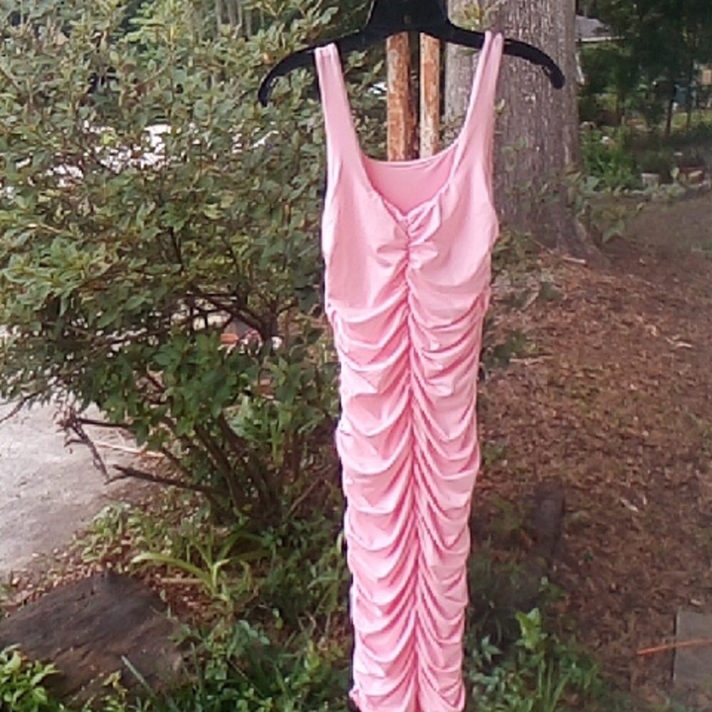 Elegant Pink Ruched Dress